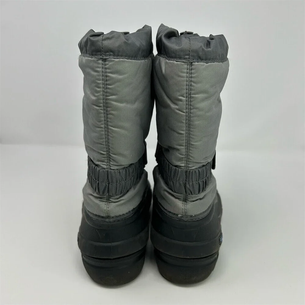 SOREL Flurry Snow Boots Boy Kids Gray Black Blue Waterproof Winter Size 3
